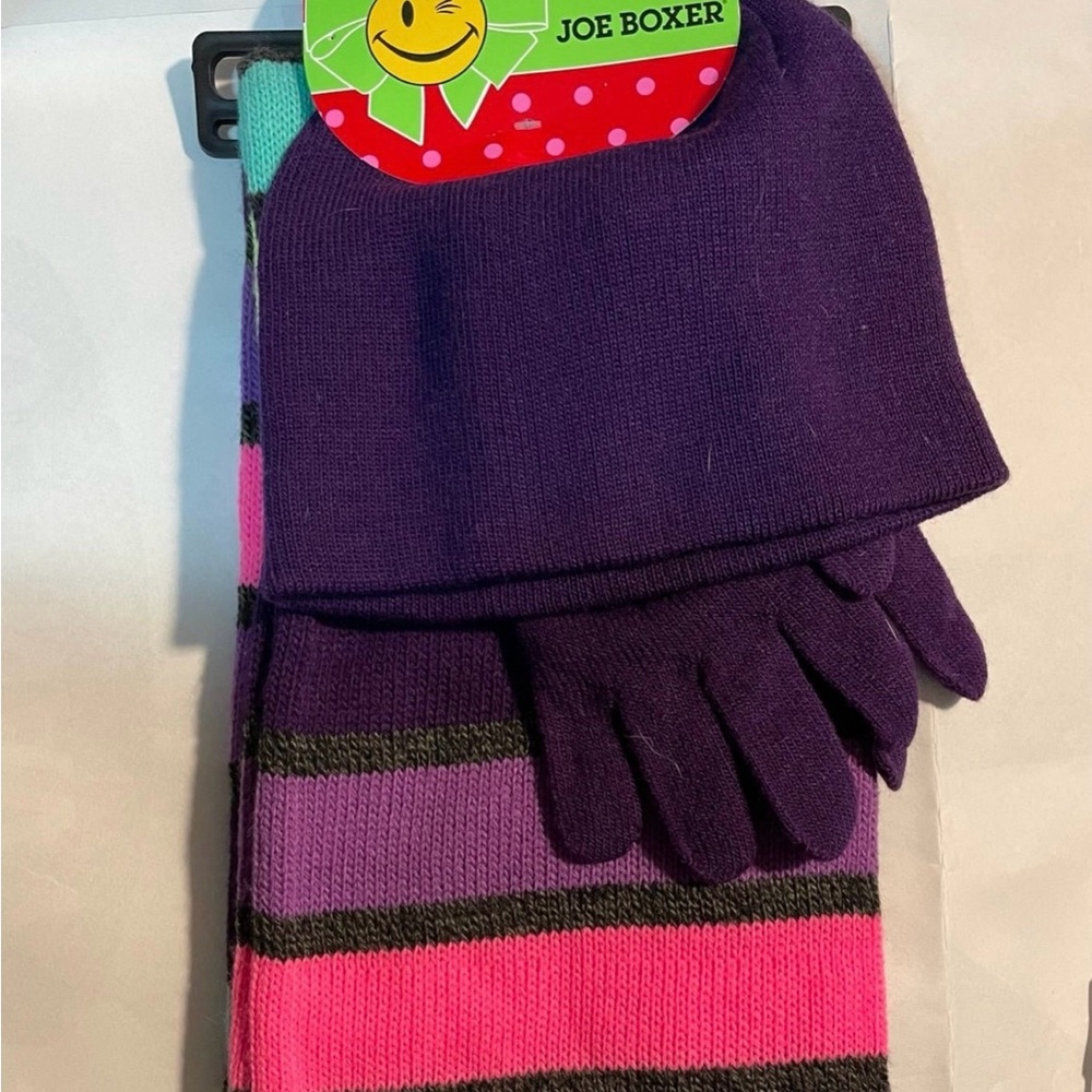 Joe Boxer Kids' Purple and Pink- Hat, Scarf, and Glove Set